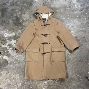 Vintage 90s Gloverall Duffle Coat Size XL Beige Wool Horn Toggle Strap Outdoor
